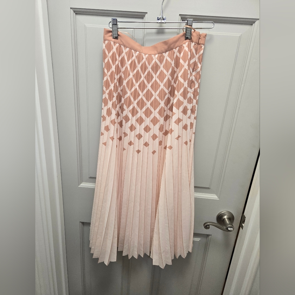 REISS Elsa Diamond Print Ombre Pleat Skirt Size 2